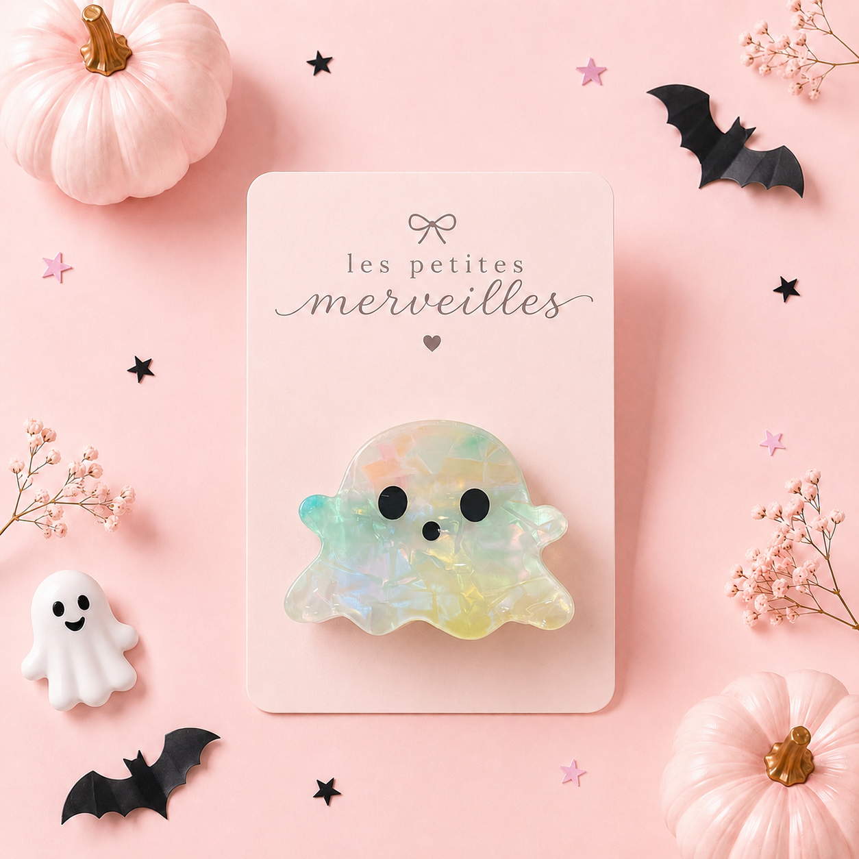 Pince à cheveux Fantôme nacré – Collection Halloween 👻