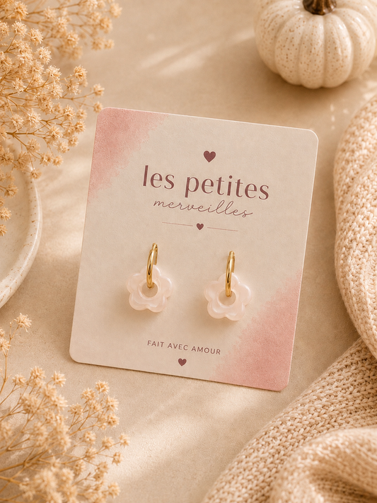 Boucles d’oreilles Mini Anneaux Fleur Perlée 🤍✨