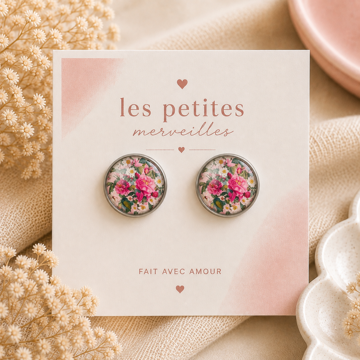 Boucles d’oreilles – Jardin de Pivoines 🌸 PRÉCOMMANDE ✨