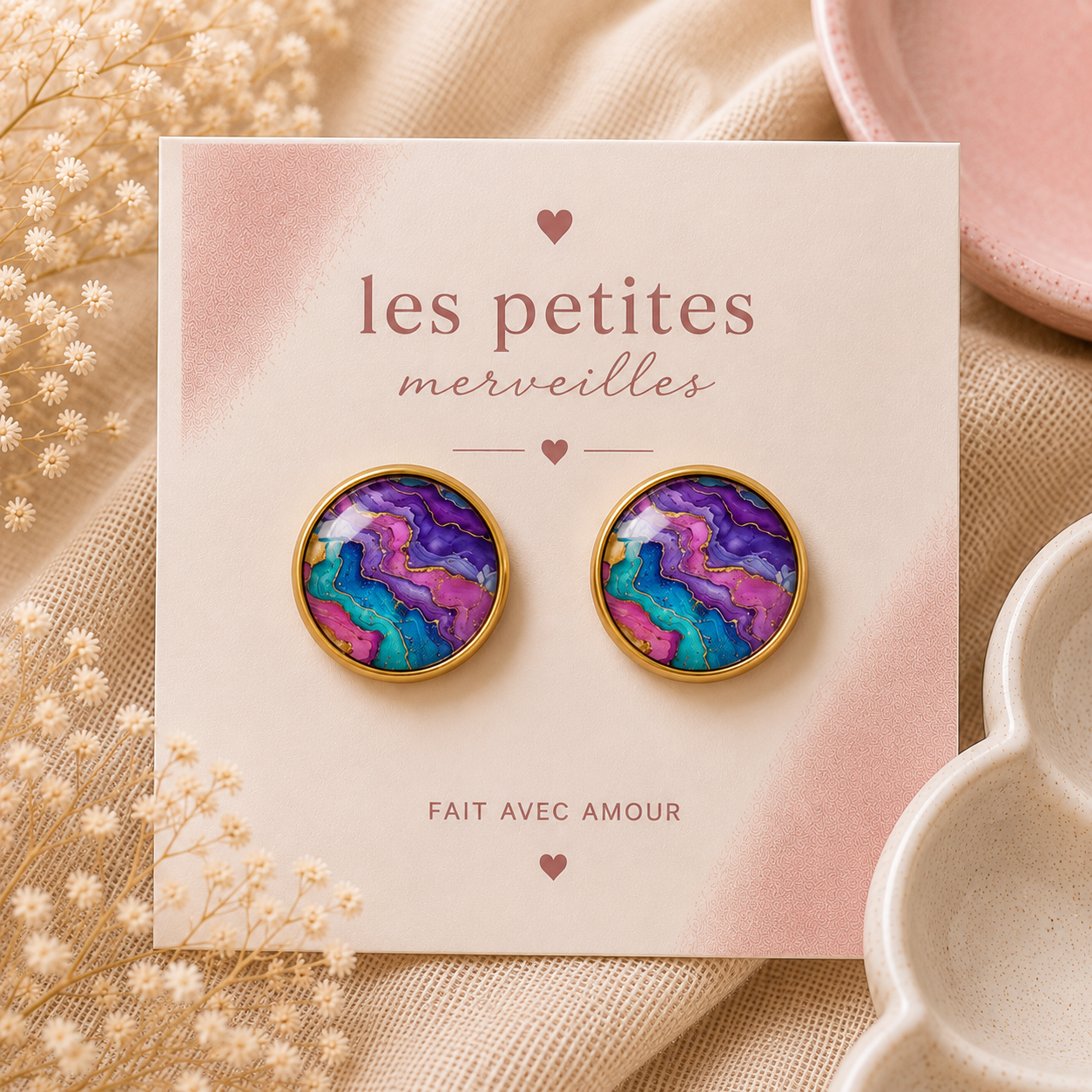 Boucles d’oreilles – Galaxie Mauve 💜 PRÉCOMMANDE ✨