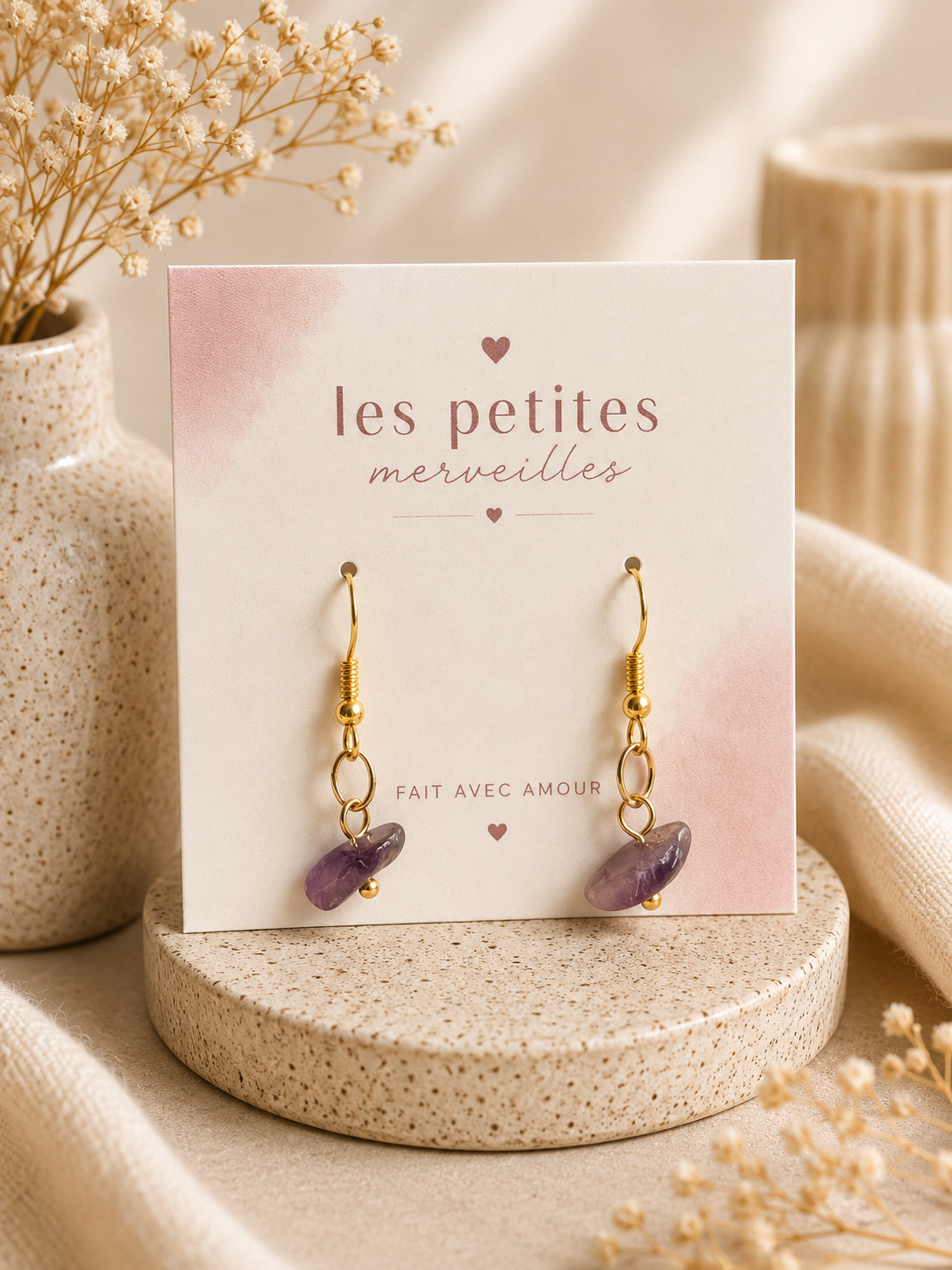 Boucles d’oreilles Améthyste – Calme & Intuition💜