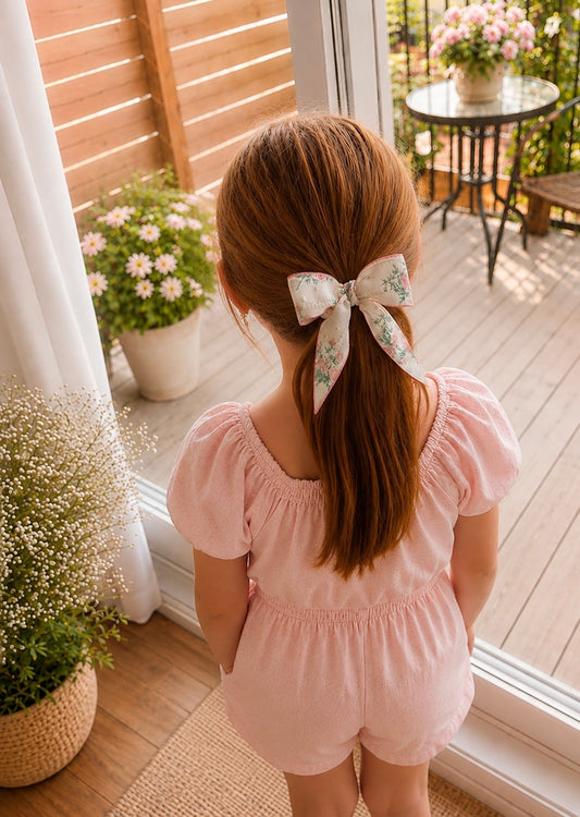 Chouchou tressé fleuri avec boucle 🎀