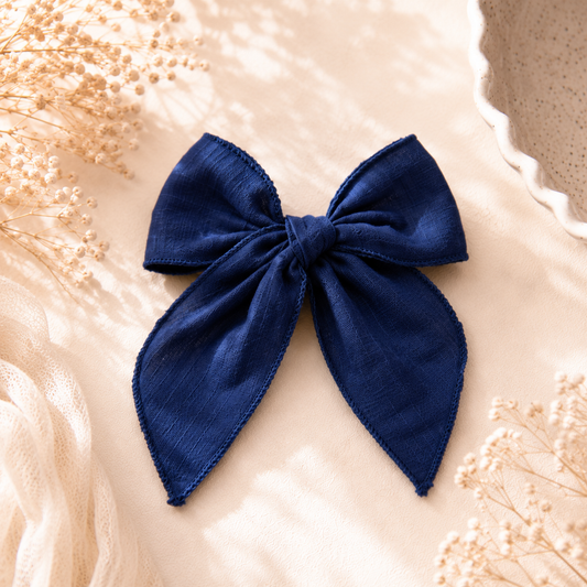 Boucle en lin bleu marine 💙