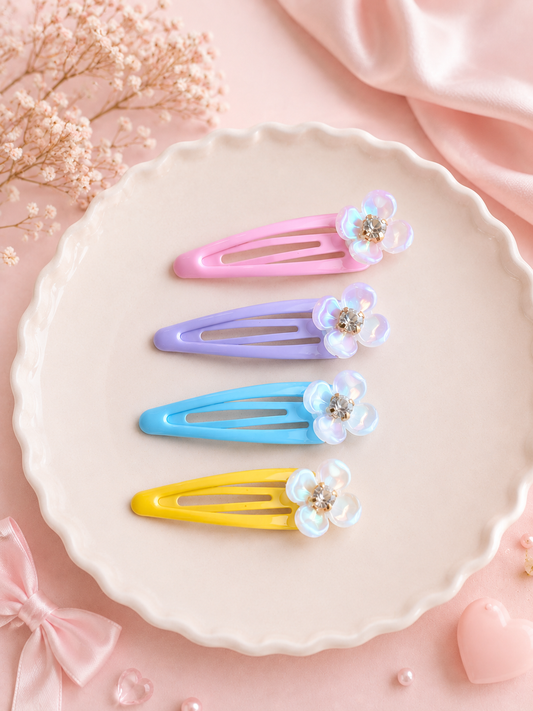 Barrettes Fleur Irisée 🌸✨