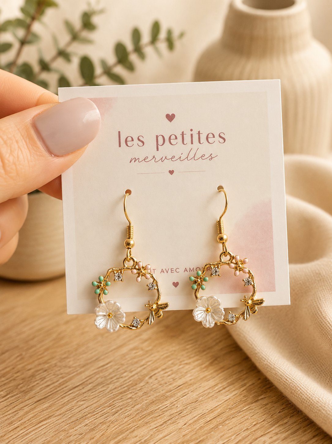 Boucles d’oreilles Couronne Fleurie🌼