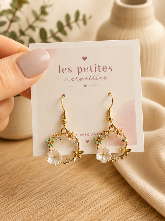 Boucles d’oreilles Couronne Fleurie🌼