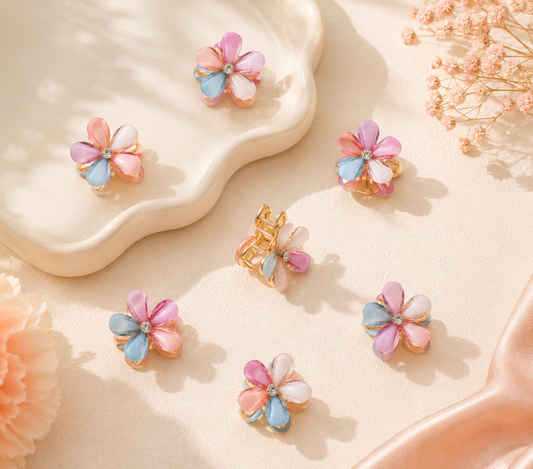 Mini pince fleur pastel irisée 🌸