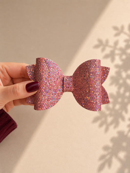 Boucle pailletée Rose & mauve holographique 💖