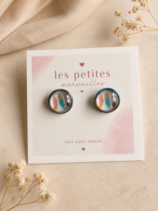 Boucles d’oreilles Plumes Pastel 🪶 🌸