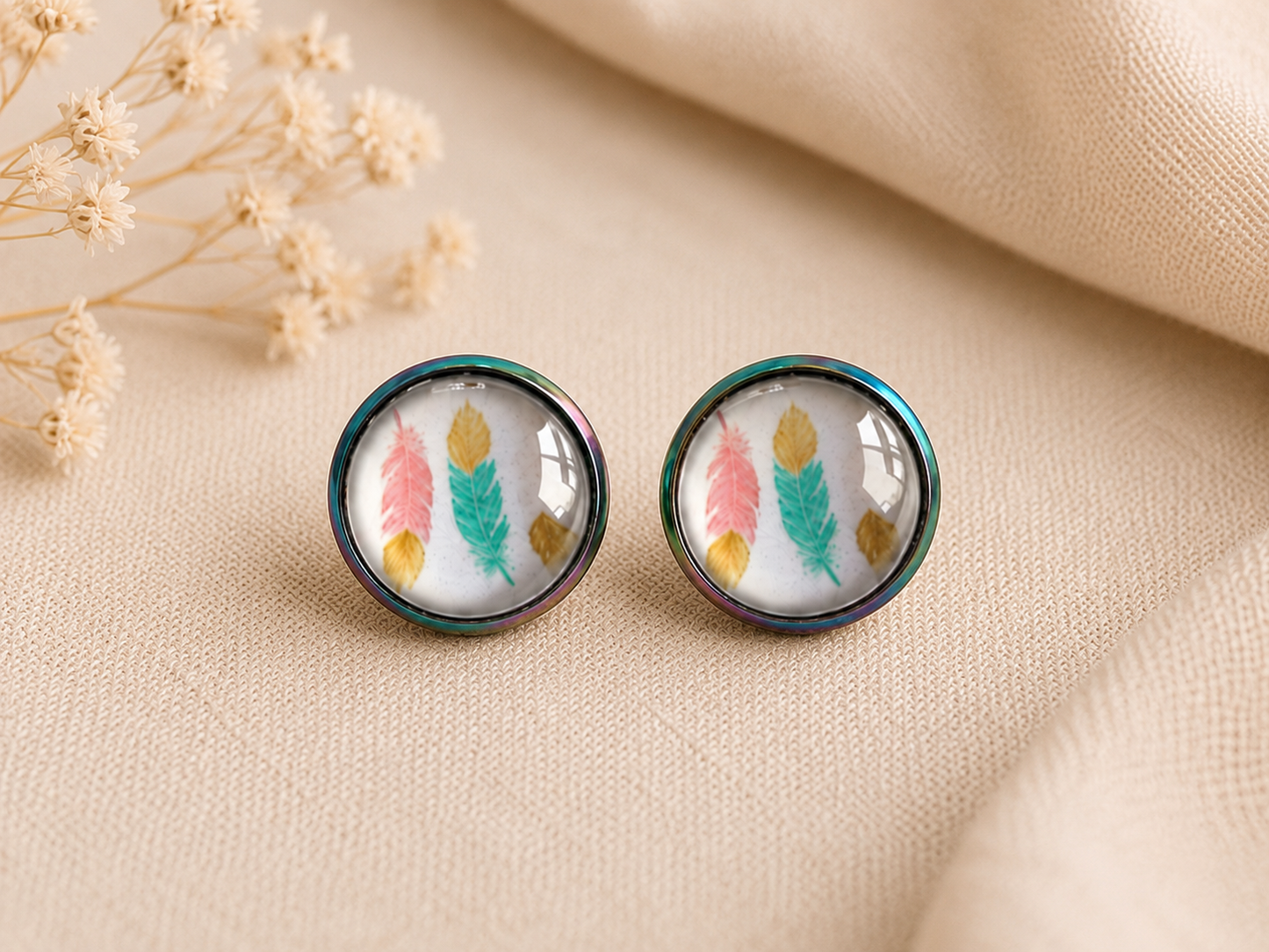 Boucles d’oreilles Plumes Pastel 🪶 🌸