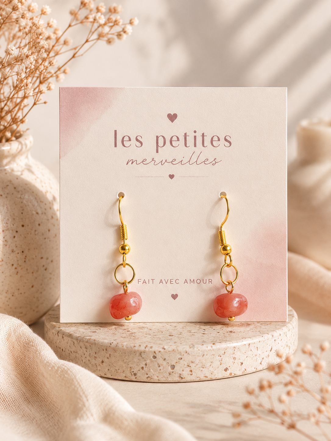 Boucles d’oreilles Agate Rouge – Force & Vitalité❤️