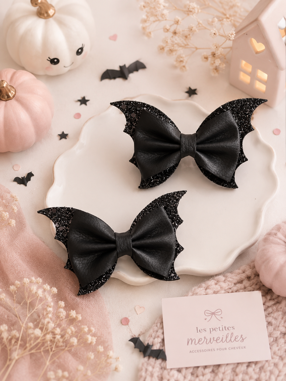 Boucle à cheveux Chauve-souris scintillante – Collection Halloween 🦇