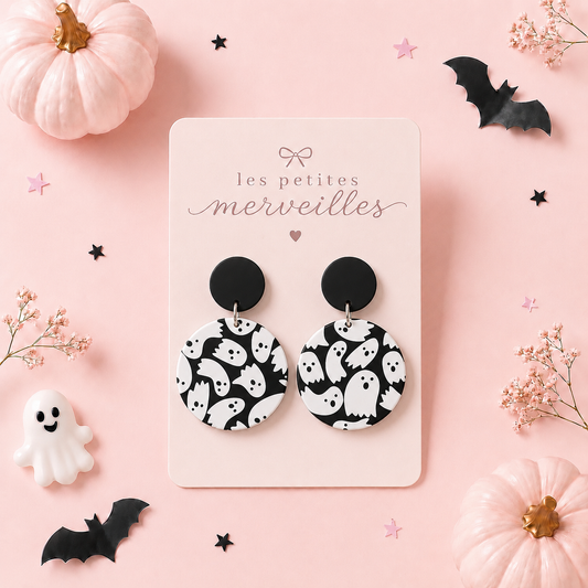 Boucles d’oreilles Fantômes – Collection Halloween 👻🖤