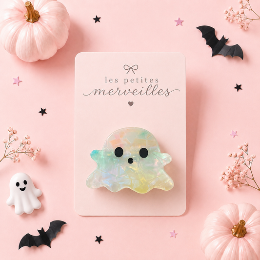 Pince à cheveux Fantôme nacré – Collection Halloween 👻