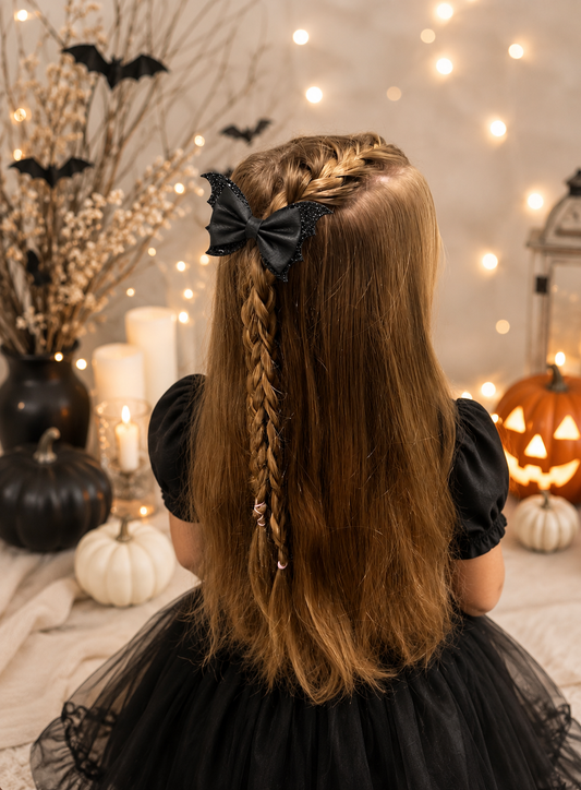 Boucle à cheveux Chauve-souris scintillante – Collection Halloween 🦇