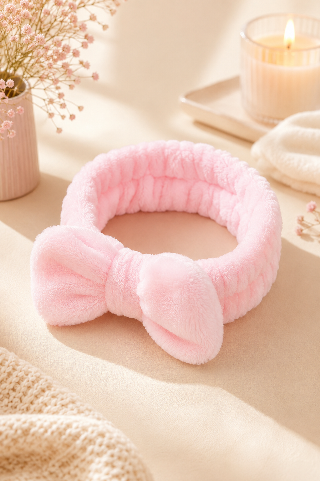 Bandeau douceur à nœud – Rose 💖