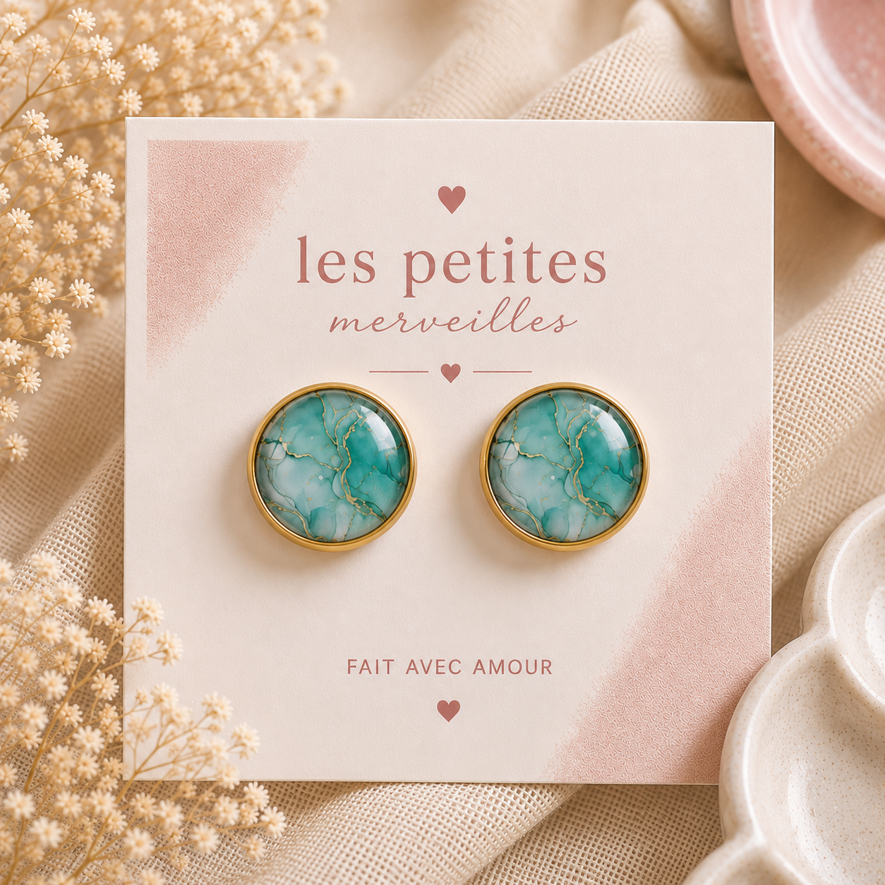 Boucles d’oreilles – Lagon Doré 🩵 PRÉCOMMANDE ✨